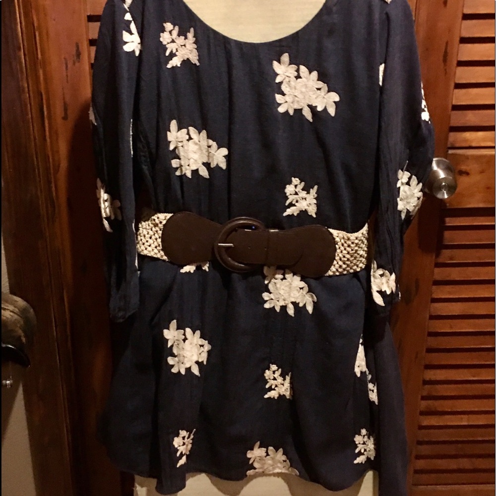 Dark blue embroidery dress